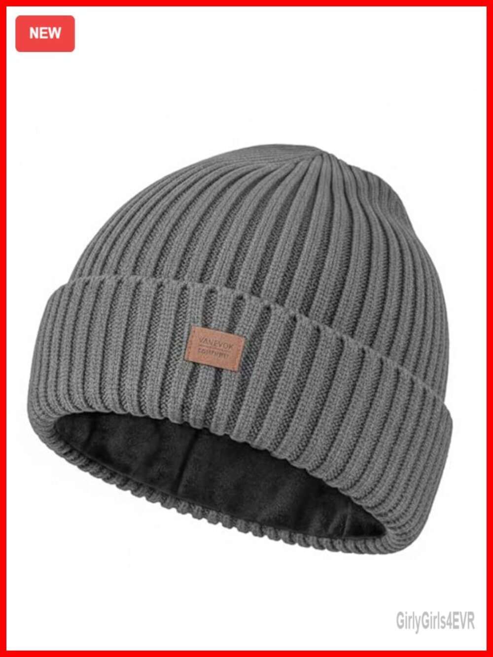 Merino Wool Thermal Knitted Winter Beanie Hat for Large Heads Cuff